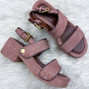 See By Chloe Galy Platform Suede Leather Dark Pink / Mauve Heeled 39 US 9